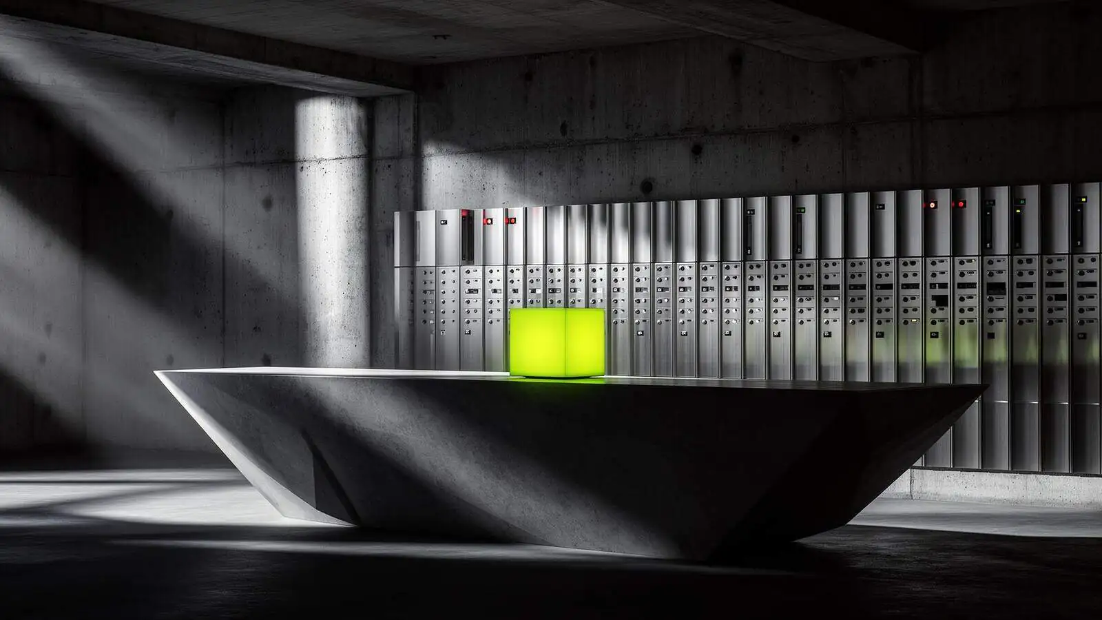 Letter, fountain pen, and chartreuse envelope on cream desk — Krutash correspondence